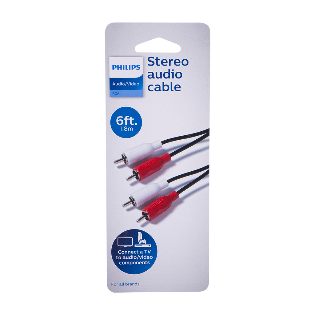 Philips 6ft. RCA Audio Cable, Black
