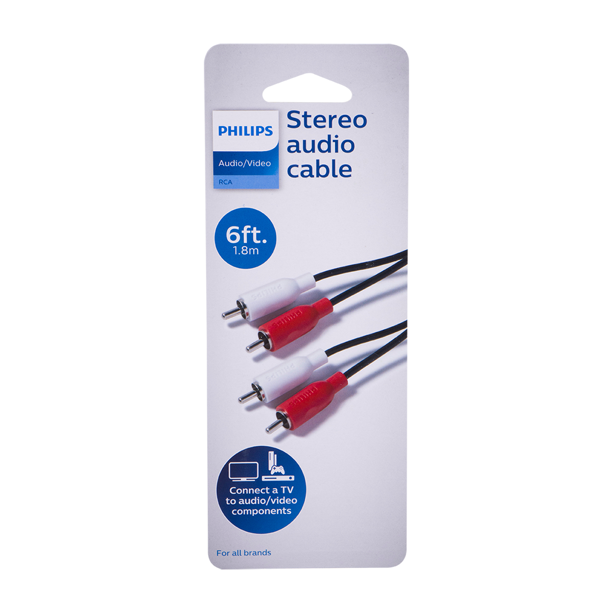 Philips 6ft. RCA Audio Cable, Black