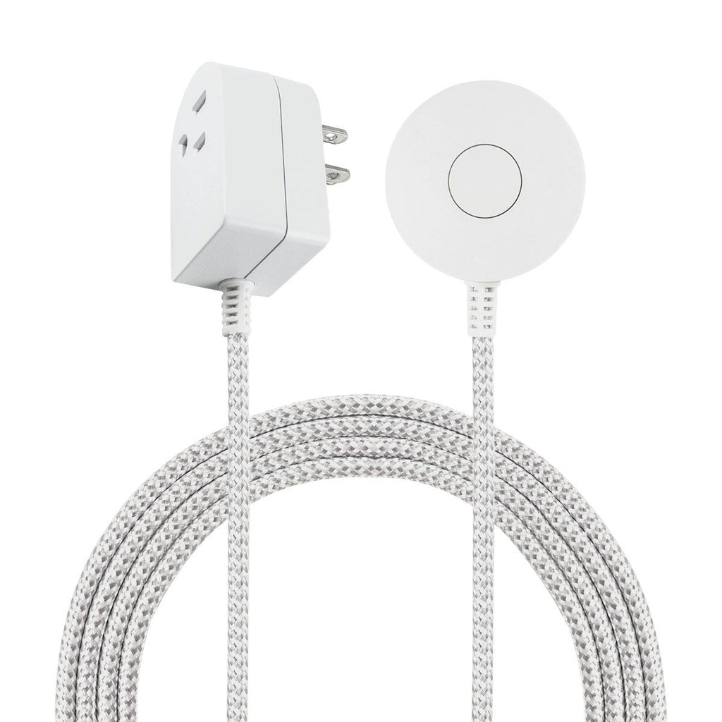 Cordinate 1-Outlet Tabletop Switch with 6ft. Braided Extension Cord, White/Gray