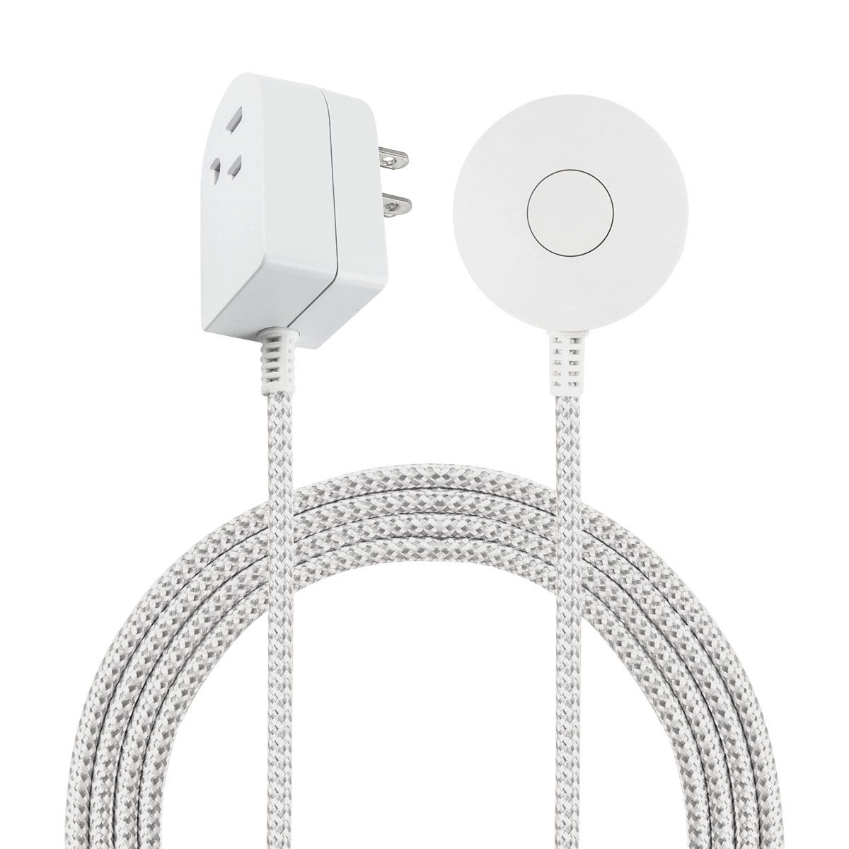 Cordinate 1-Outlet Tabletop Switch with 6ft. Braided Extension Cord, White/Gray