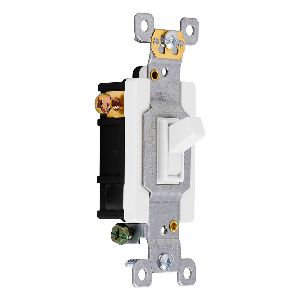 GE UltraPro Single Pole 3-Way Heavy-Duty Toggle Switch, White