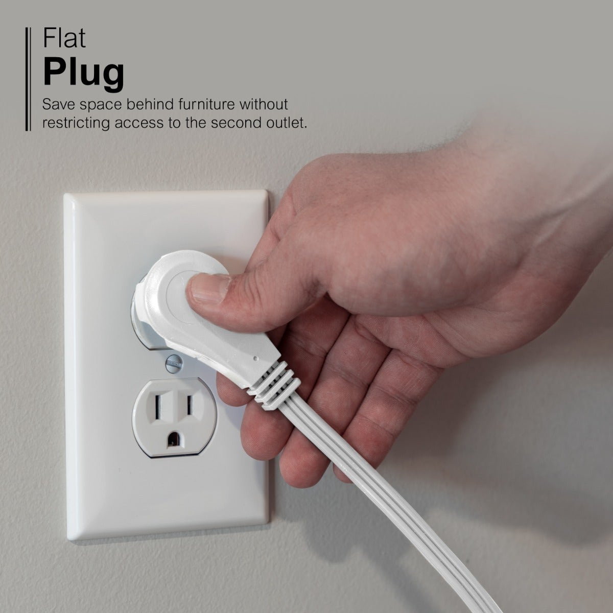 GE 3-Outlet 3ft. Extension Cord  with Right-Angle Plug, 2 Pack, White