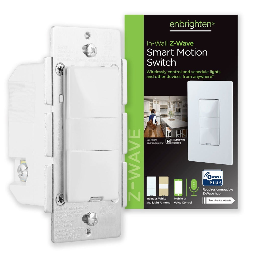 Enbrighten Z-Wave In-Wall Smart Motion Switch, White/Almond