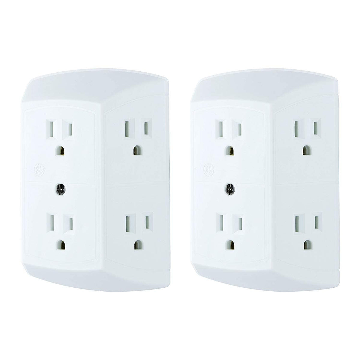 GE 6-Outlet Wall Tap, 2 Pack, White