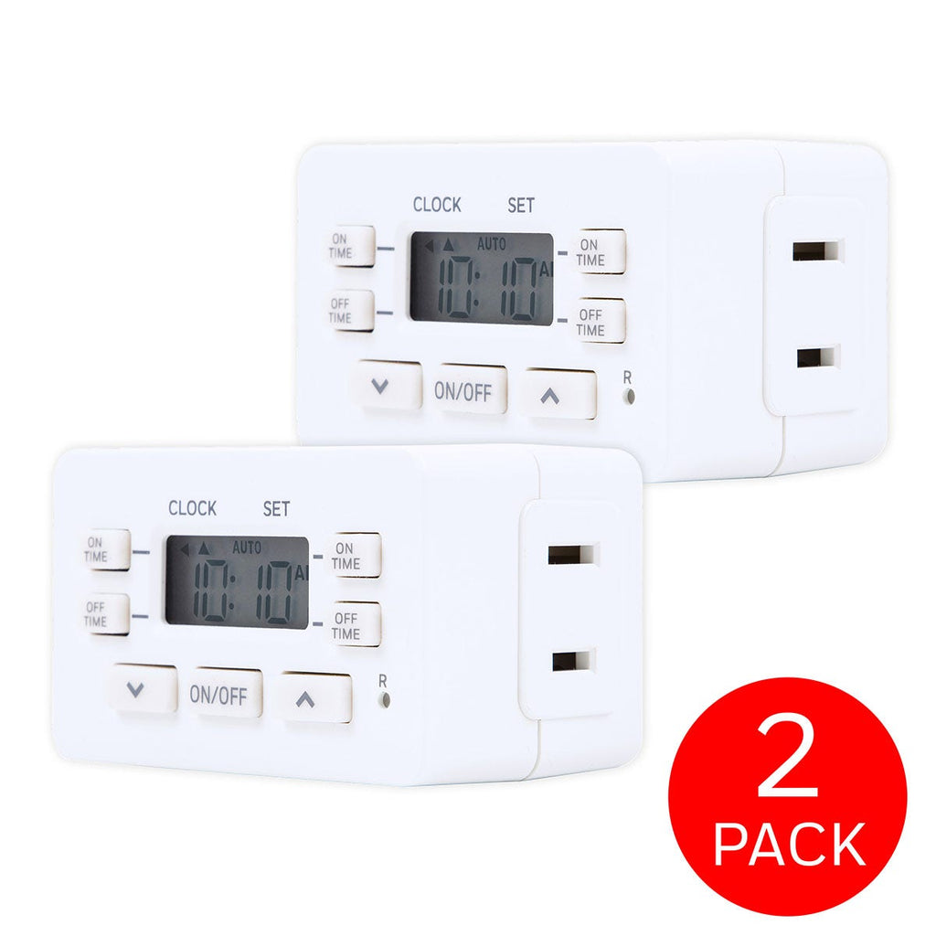 UltraPro Indoor Plug-In Single-Outlet Digital Timer, 2 pack, White