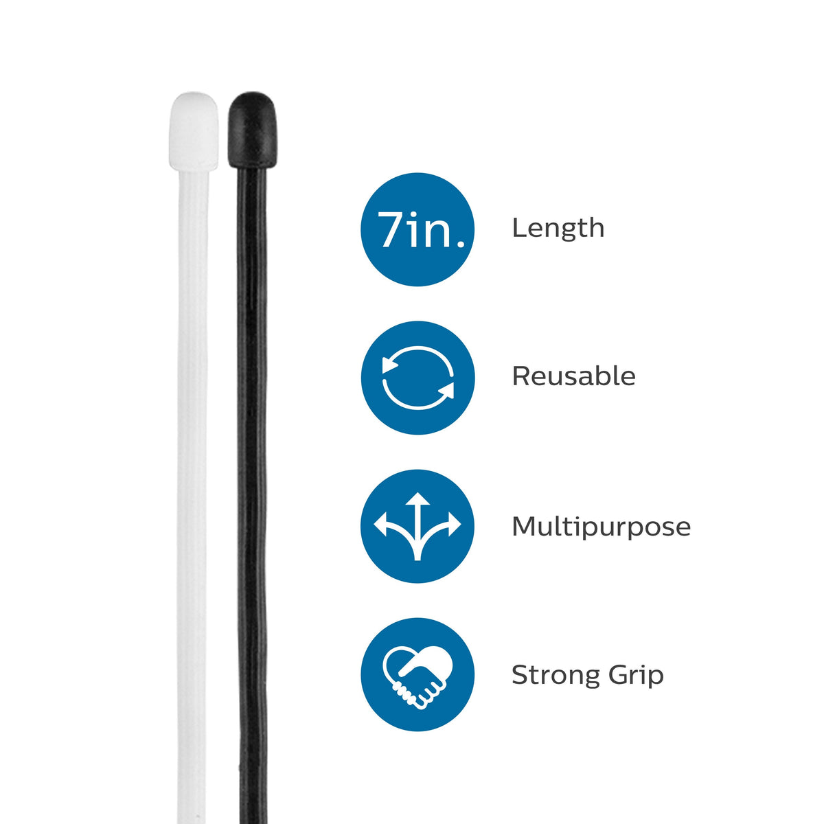 Philips Zip Ties, 7in. 6 Pack, Black and White