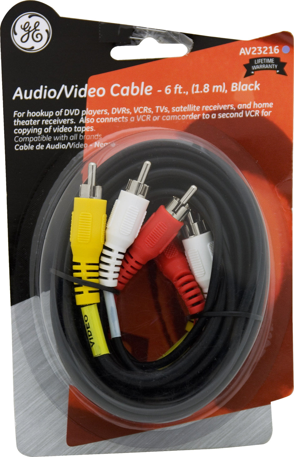 GE 6ft. RCA Audio/Video Cable, Black