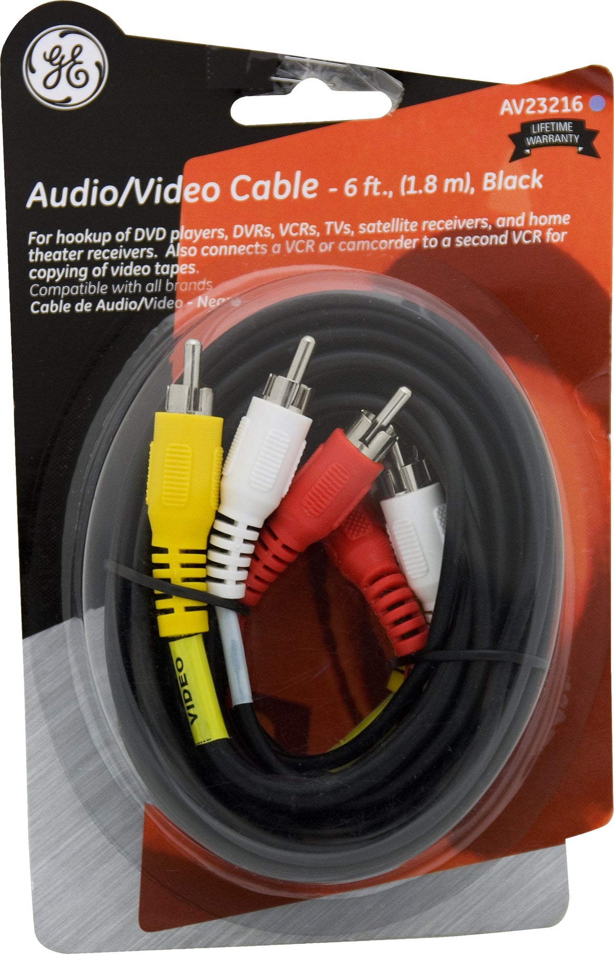 GE 6ft. RCA Audio/Video Cable, Black