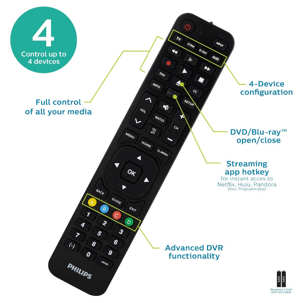 Philips 4-Device LG Replacement Remote, Black