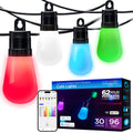 Enbrighten WiFi VIBE Color-Changing Lightweight LED Cafe Lights, 30 Plastic Bulbs, 96ft. Black Cord