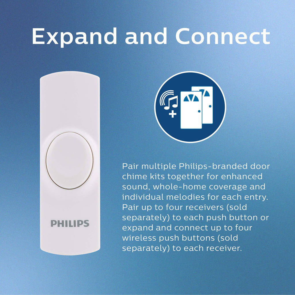 Philips Battery-Operated 2-Melody Doorbell Kit, White