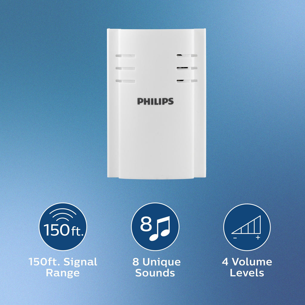Philips Plug-in 8-Melody Doorbell Kit, White