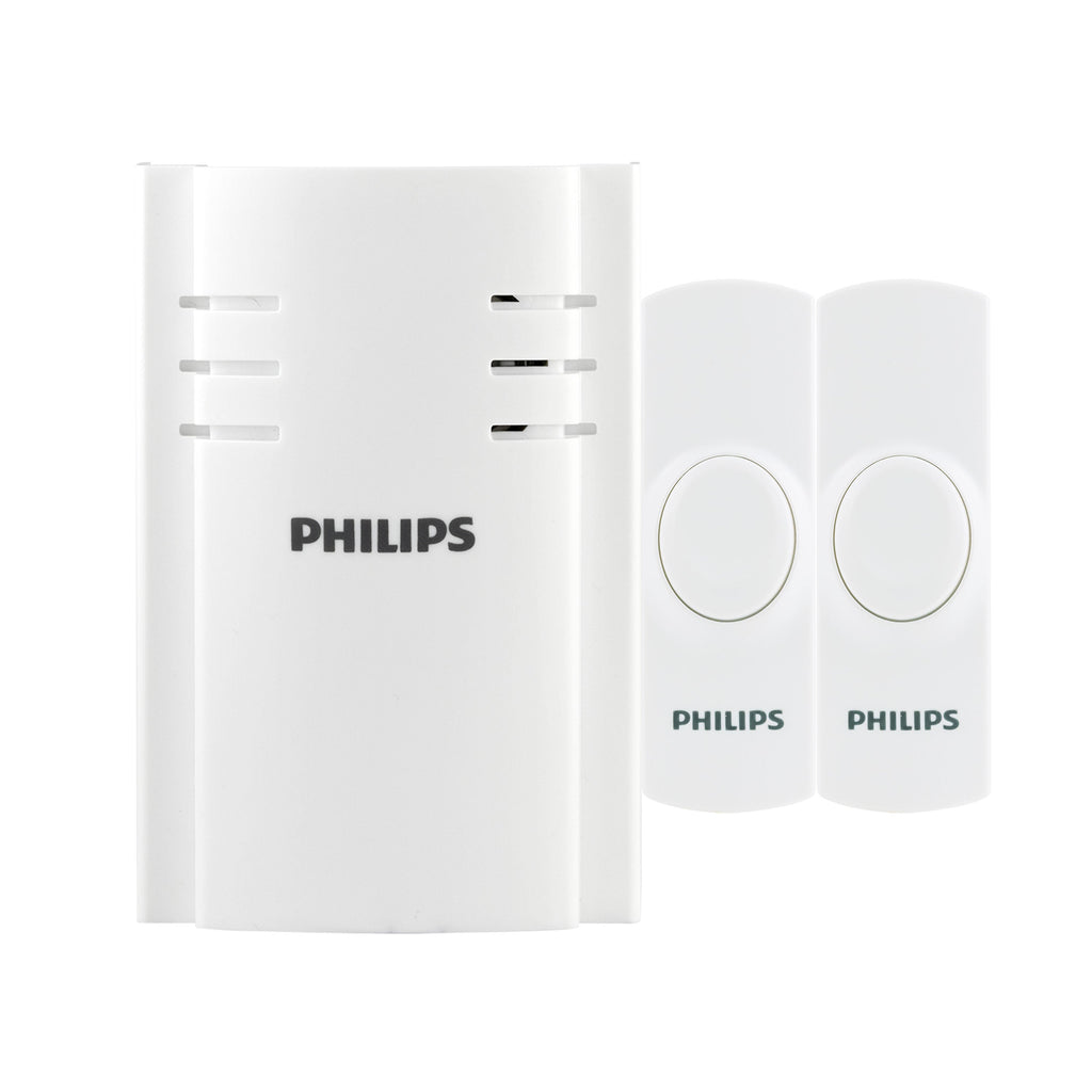 Philips Plug-in 8-Melody Doorbell Kit, White, 8-Melody, 2-Push Buttons