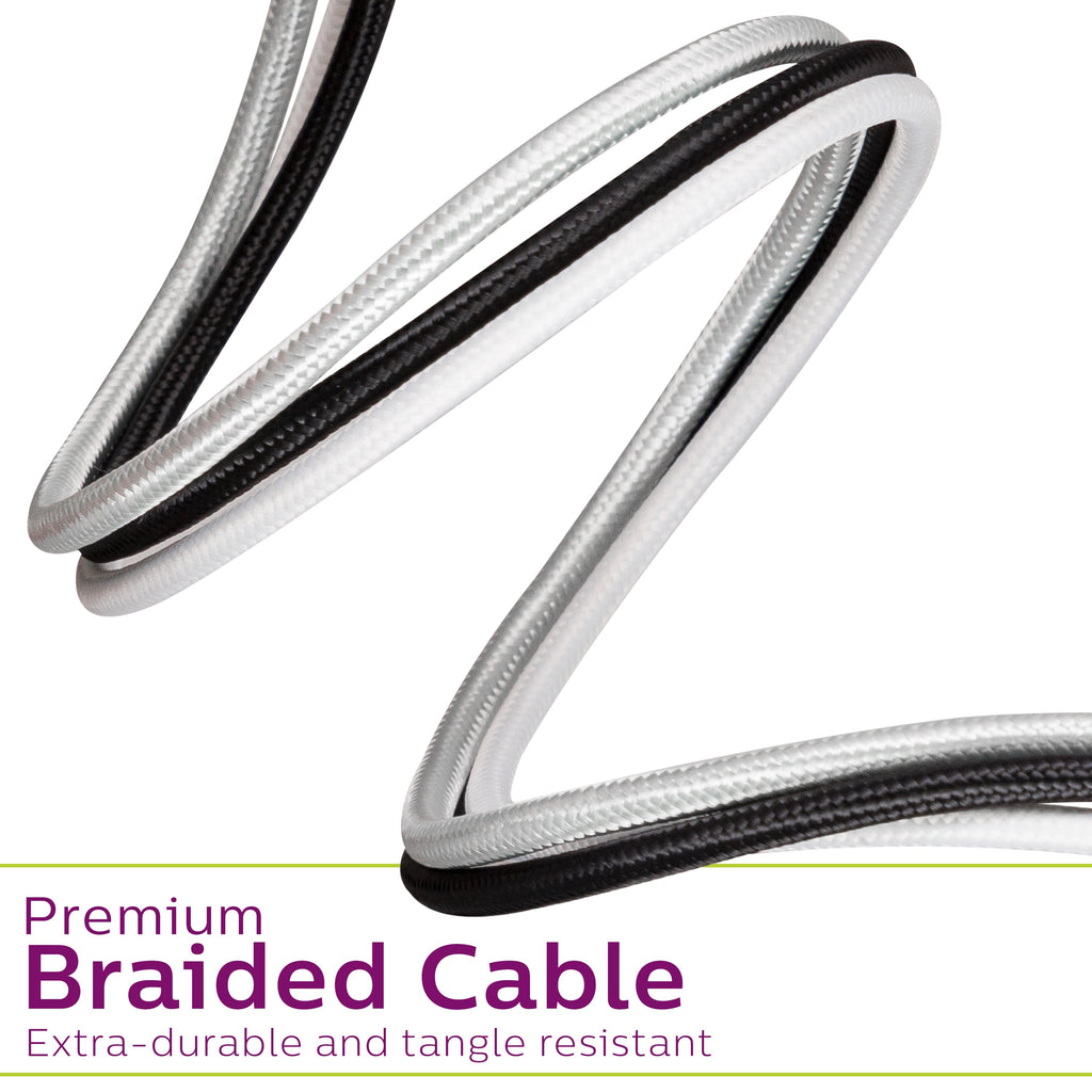 Philips Elite USB-A to USB-C Cable, 3ft, Braided Cord, Black