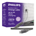 Philips Elite USB-C to USB-C Cable, 1ft, Braided Cord, Black/Gray Heather