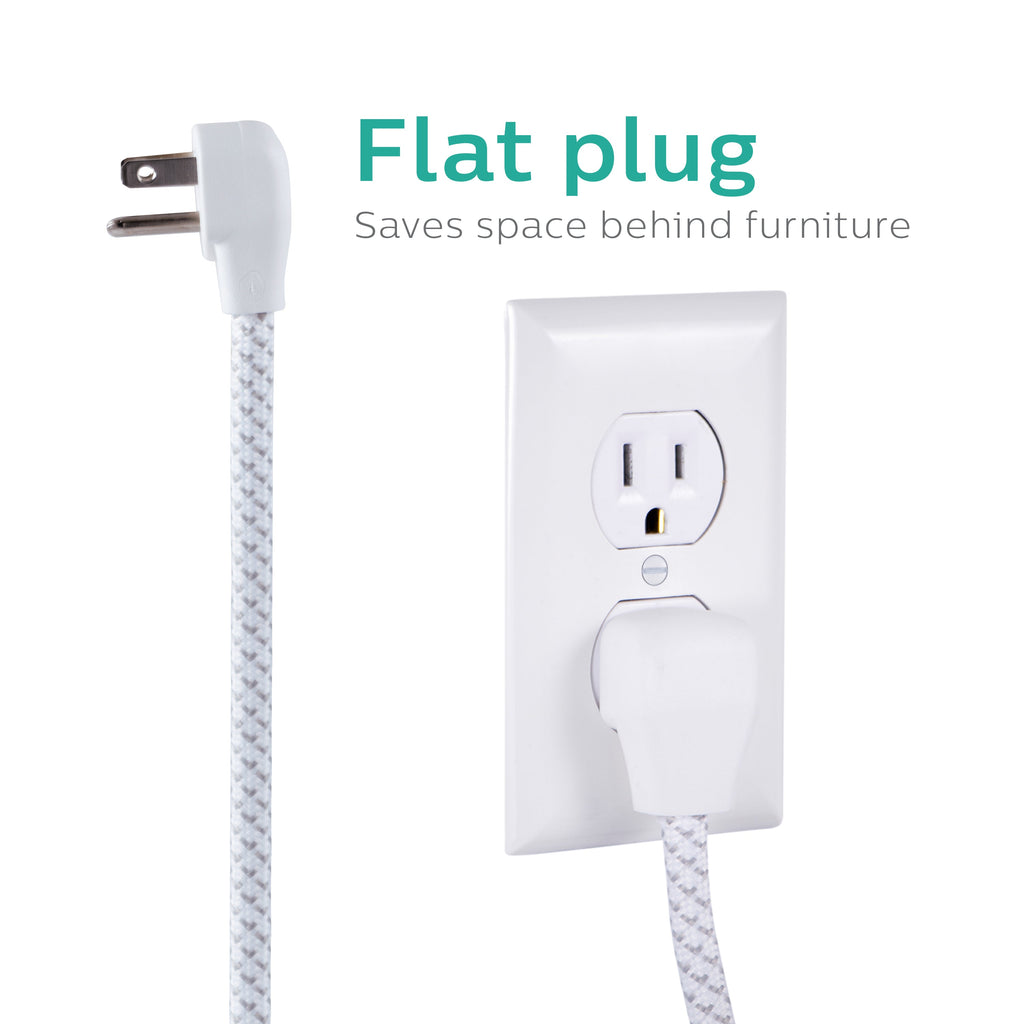 Philips 6-Outlet Surge Protector, 1080J, 10ft Braided Cord, White/Gray