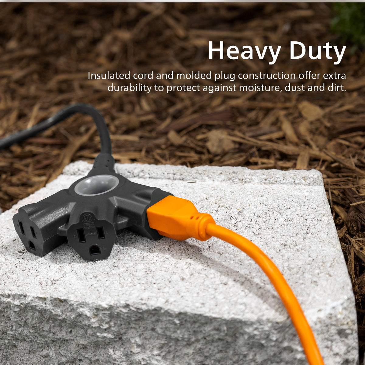 Philips 3-Outlet EZGrip Grounded Extension Cord, 50ft., Indoor/Outdoor, Black