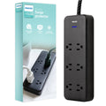 Philips 6-Outlet Surge Protector, 8 Ft, Black