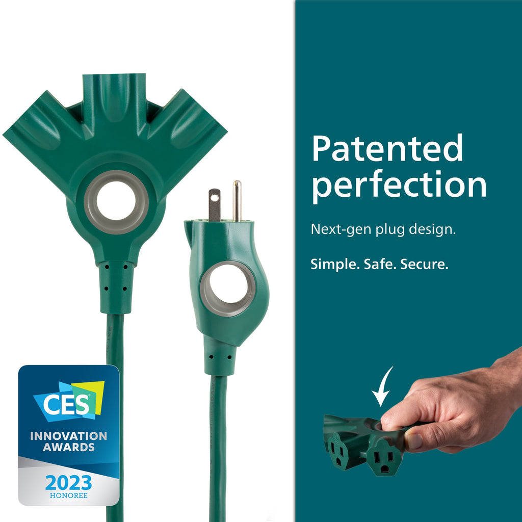 Philips 3-Outlet EZGrip Grounded Extension Cord, 25 ft., Indoor/Outdoor, Green