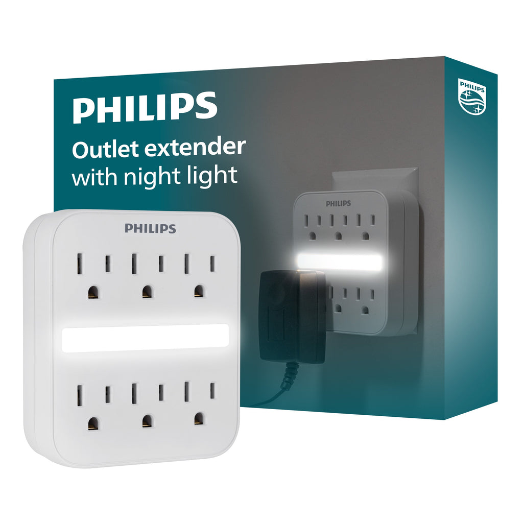 Philips 6-Outlet Wall Tap with Night Light