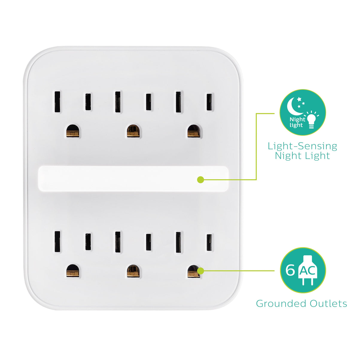 Philips 6-Outlet Wall Tap with Night Light