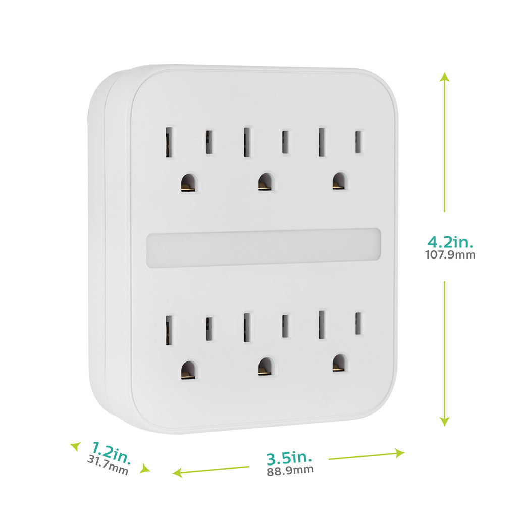 Philips 6-Outlet Wall Tap with Night Light