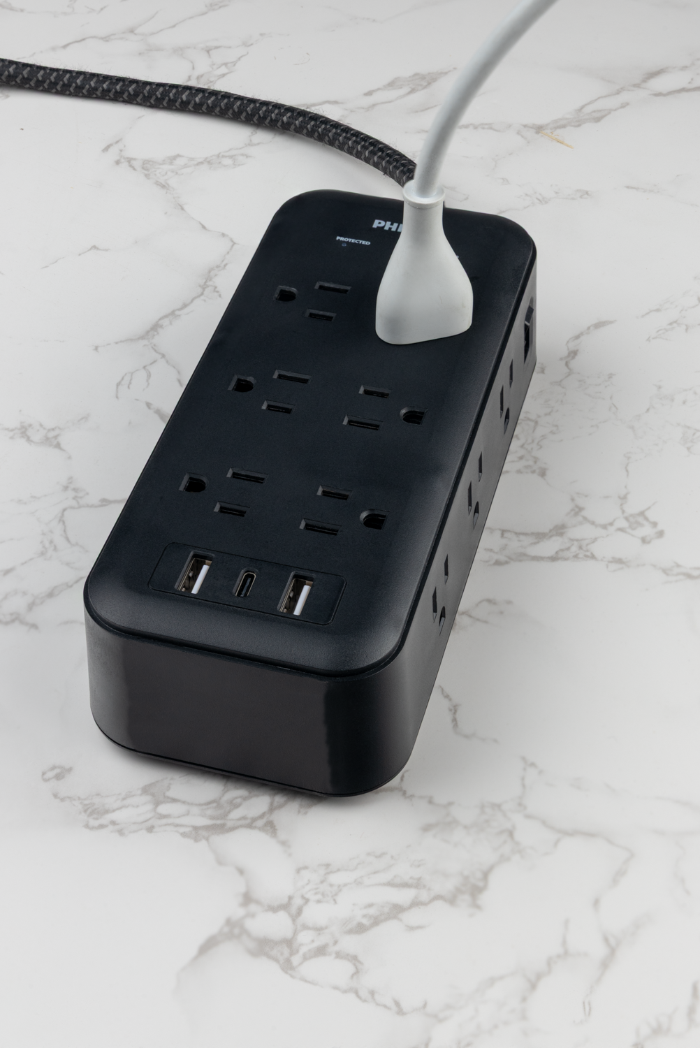 Philips 12-Outlet 8ft. Surge Protector with USB Charging, Black