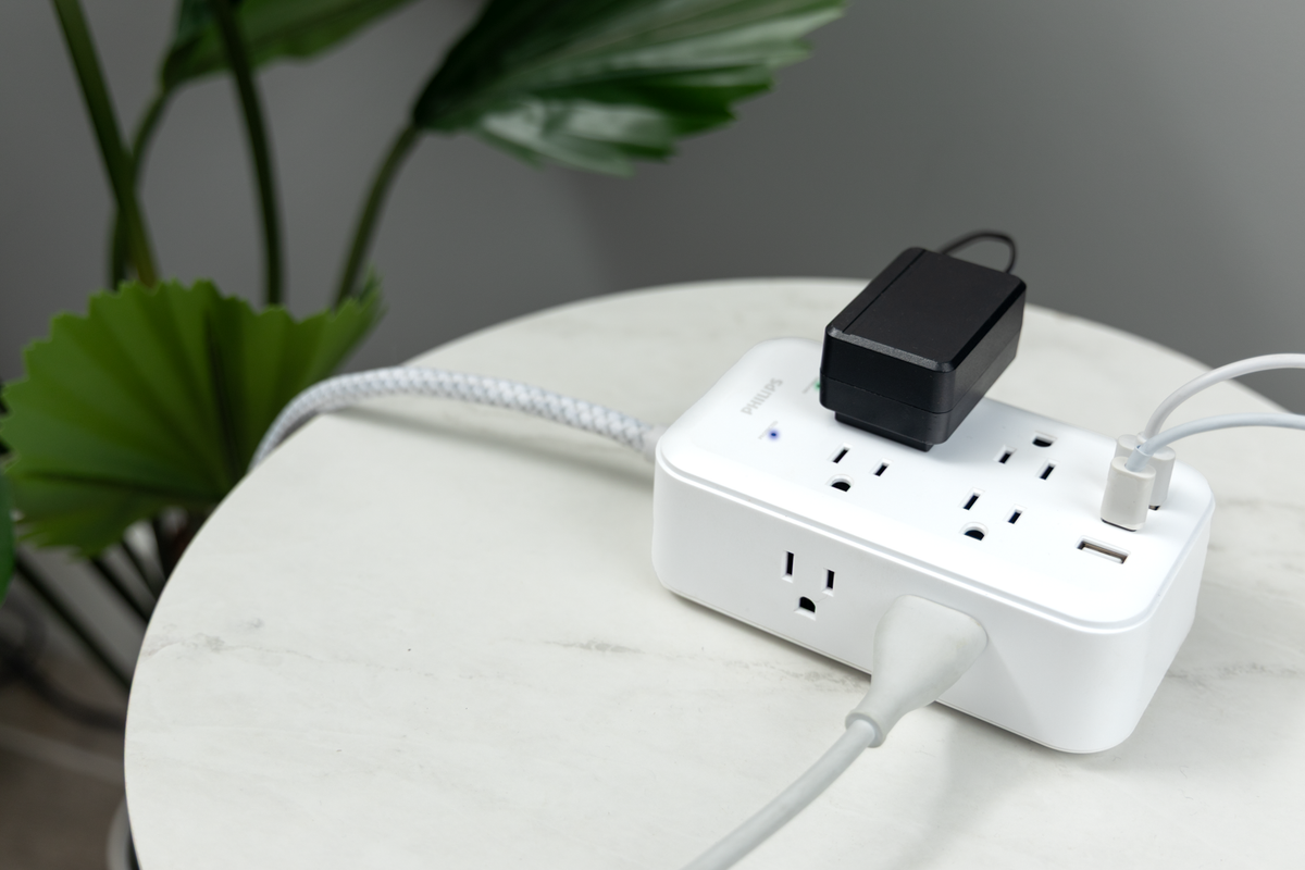 Philips 8-Outlet 6ft. Surge Protector with USB Charging, White