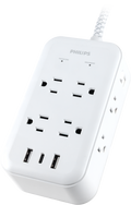 Philips 8-Outlet 6ft. Surge Protector with USB Charging, White