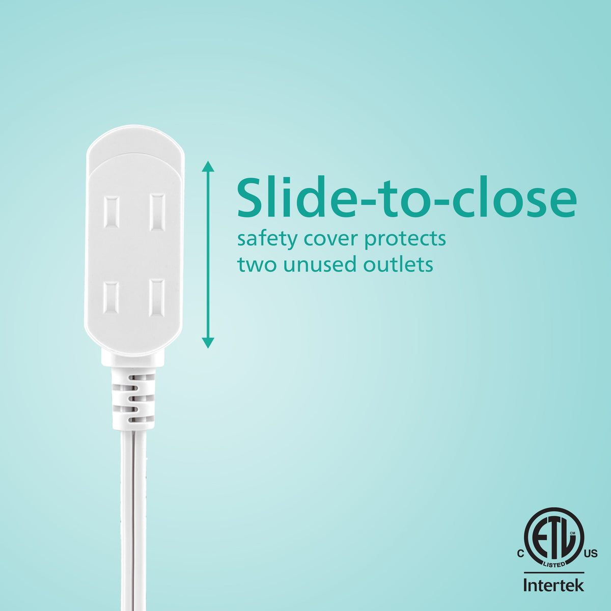 Philips 3-Outlet Polarized Extension Cord, 15ft., White 2 pack