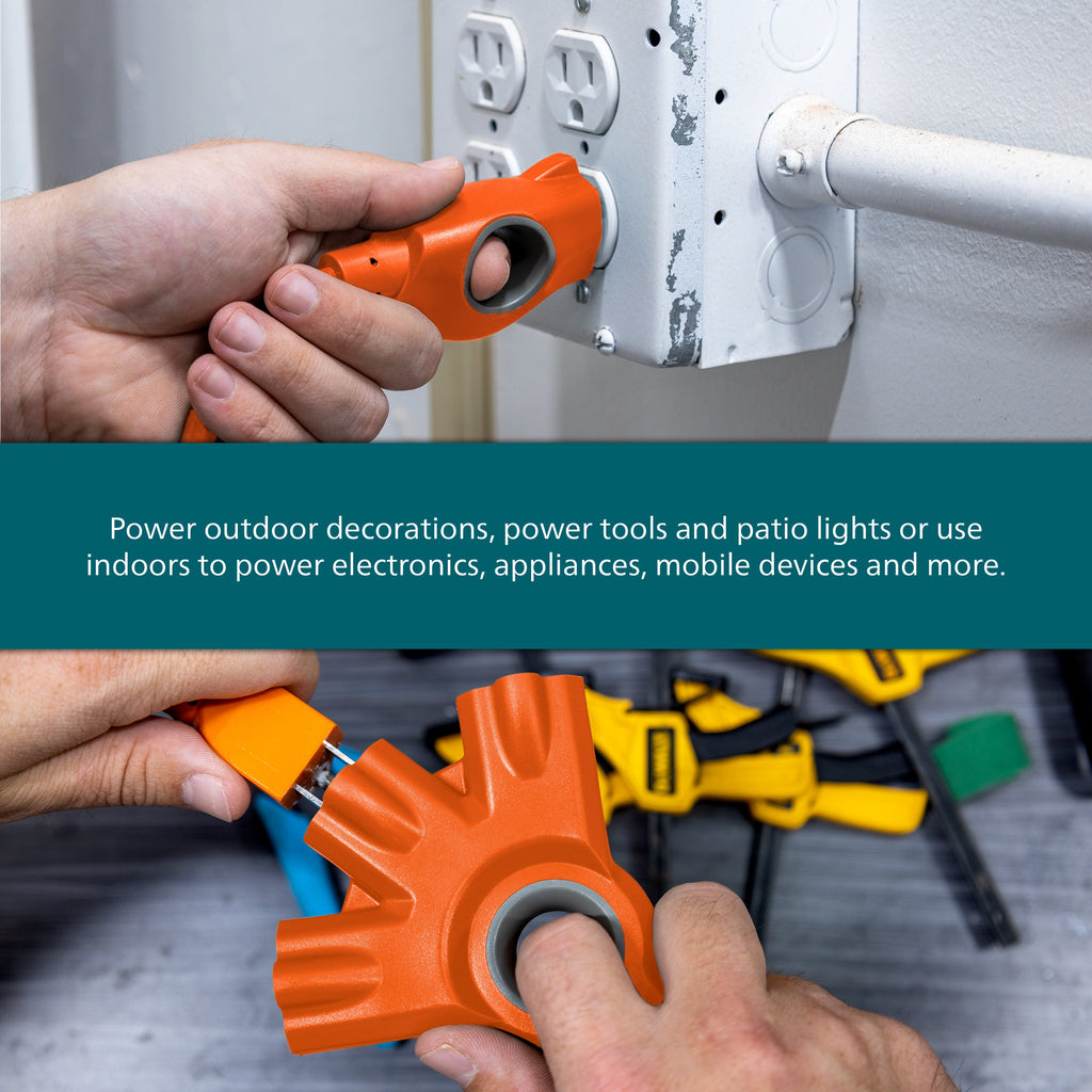 Philips EZGrip™ 3-Outlet 15ft. Indoor/Outdoor Extension Cord, Orange