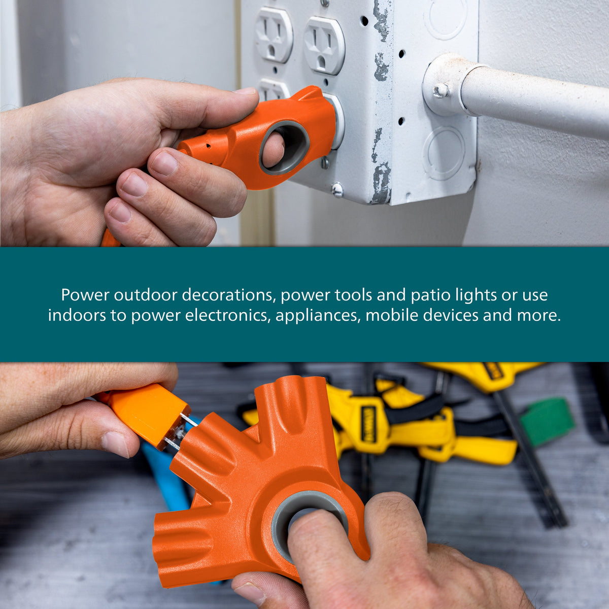Philips EZGrip™ 3-Outlet 15ft. Indoor/Outdoor Extension Cord, Orange