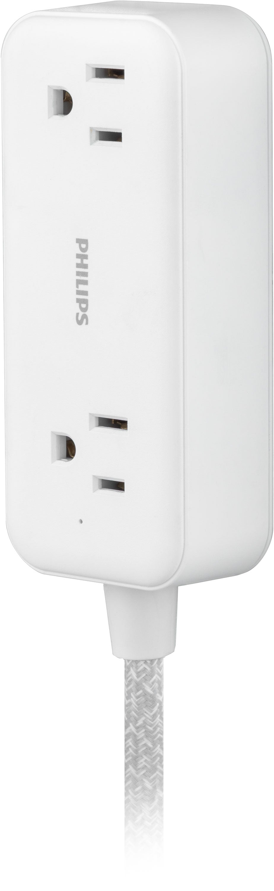Philips 2-Outlet, 6 ft. USB-Charging Extension Cord, White/Gray