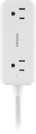 Philips 2-Outlet, 6 ft. USB-Charging Extension Cord, White/Gray
