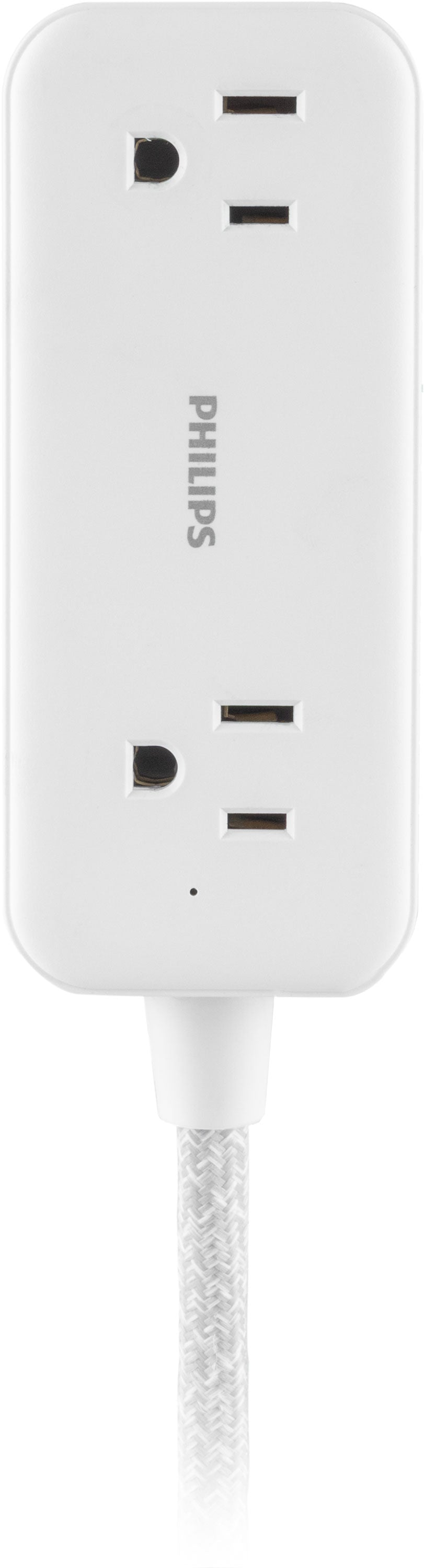 Philips 2-Outlet, 6 ft. USB-Charging Extension Cord, White/Gray