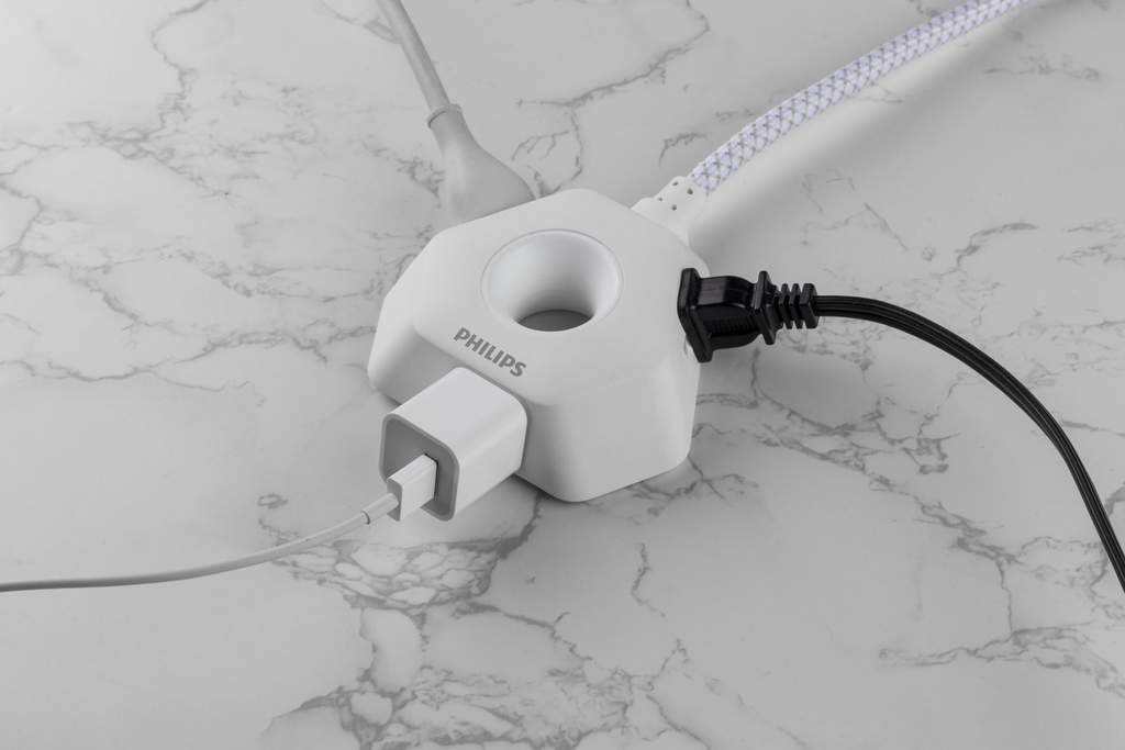 Philips EZGrip Indoor Extension Cord with Multiple 3 Prong Outlets, 4 Ft, White