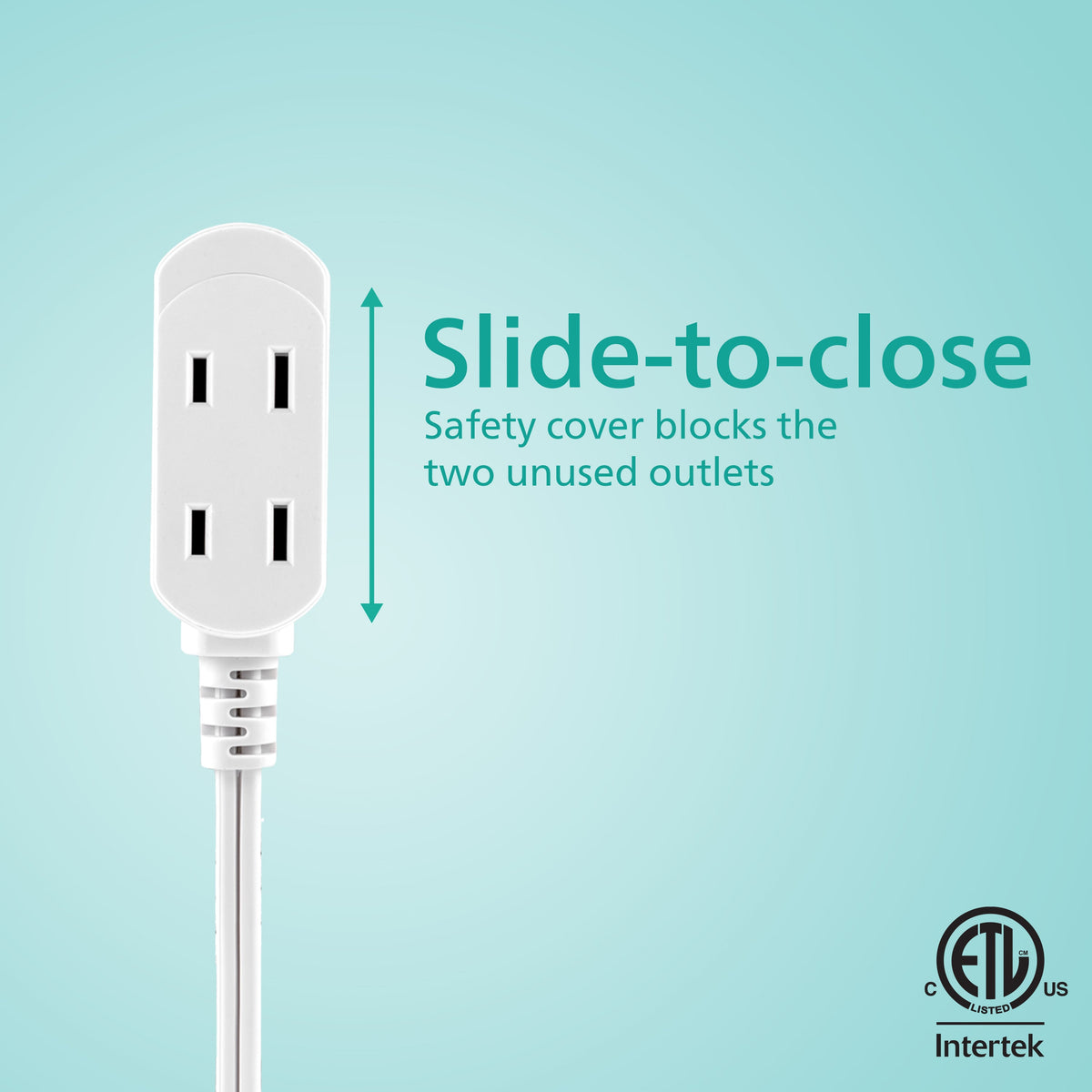 Philips 6 ft. 3-Outlet Polarized Indoor Extension Cord, White, Slide-to-close cover