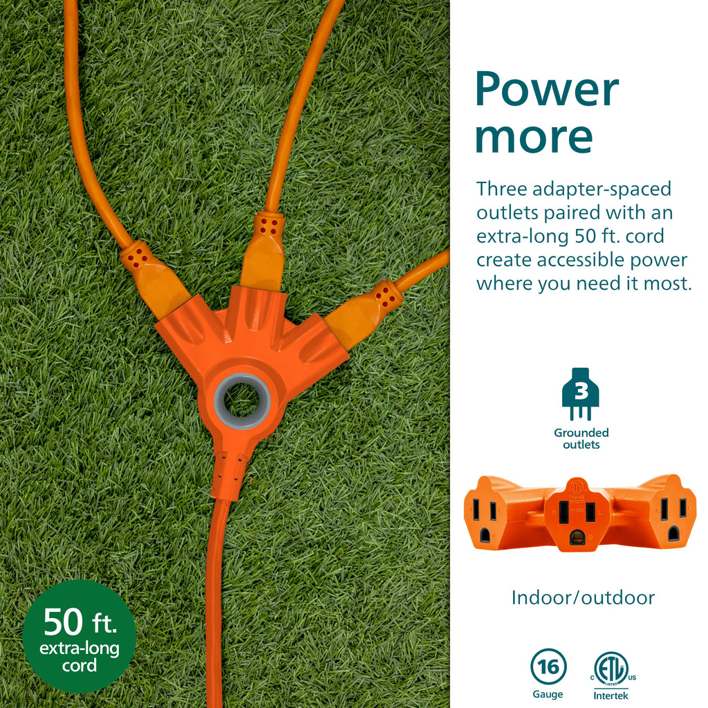 Philips EZGrip Outdoor Extension Cord, 50ft, Orange