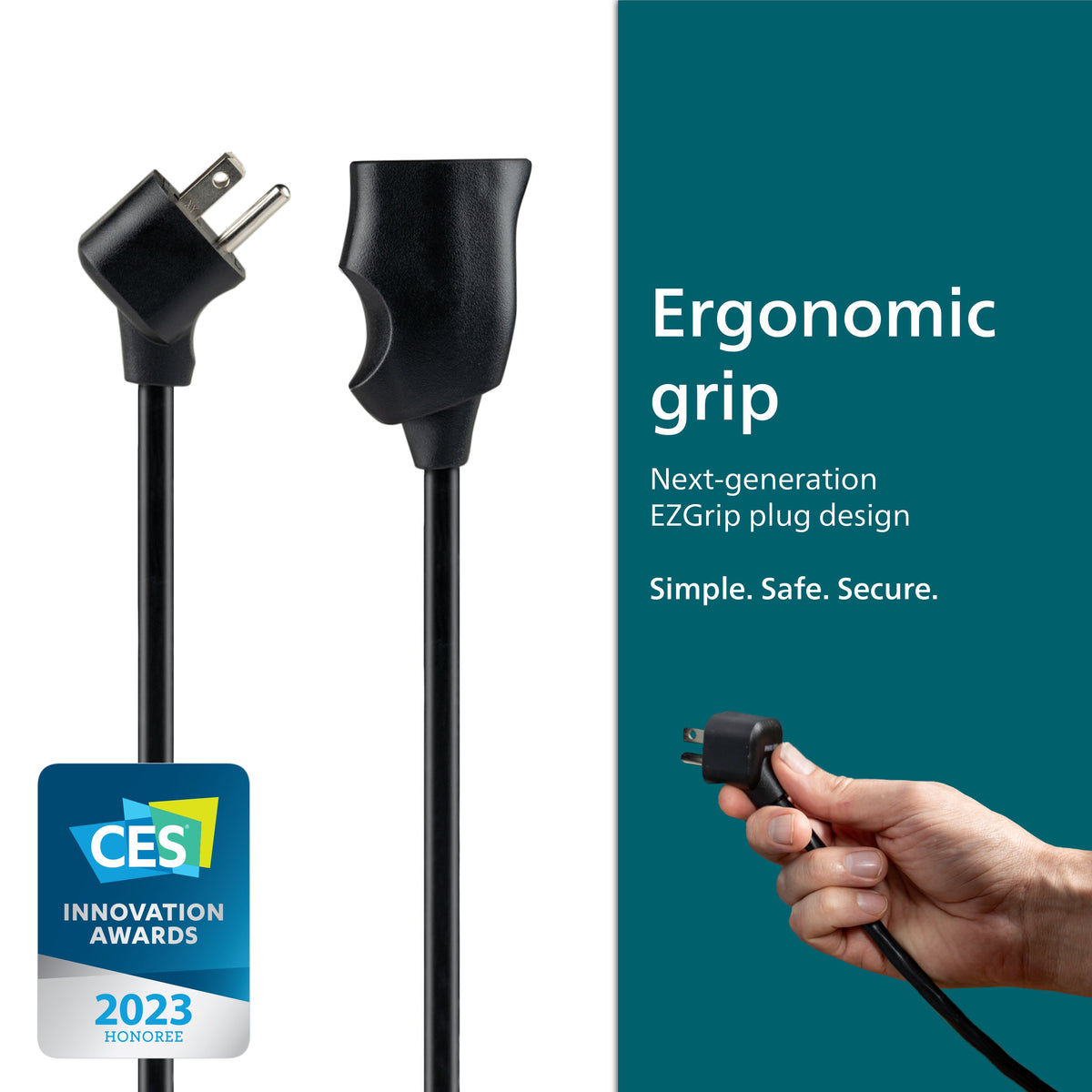 Philips EZGrip 1-Outlet Outdoor Extension Cord, 50 Ft, Black