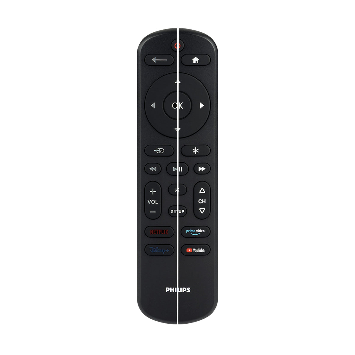 Philips OneTouch Streaming Replacement Remote Control, Streaming, Backlit, Black