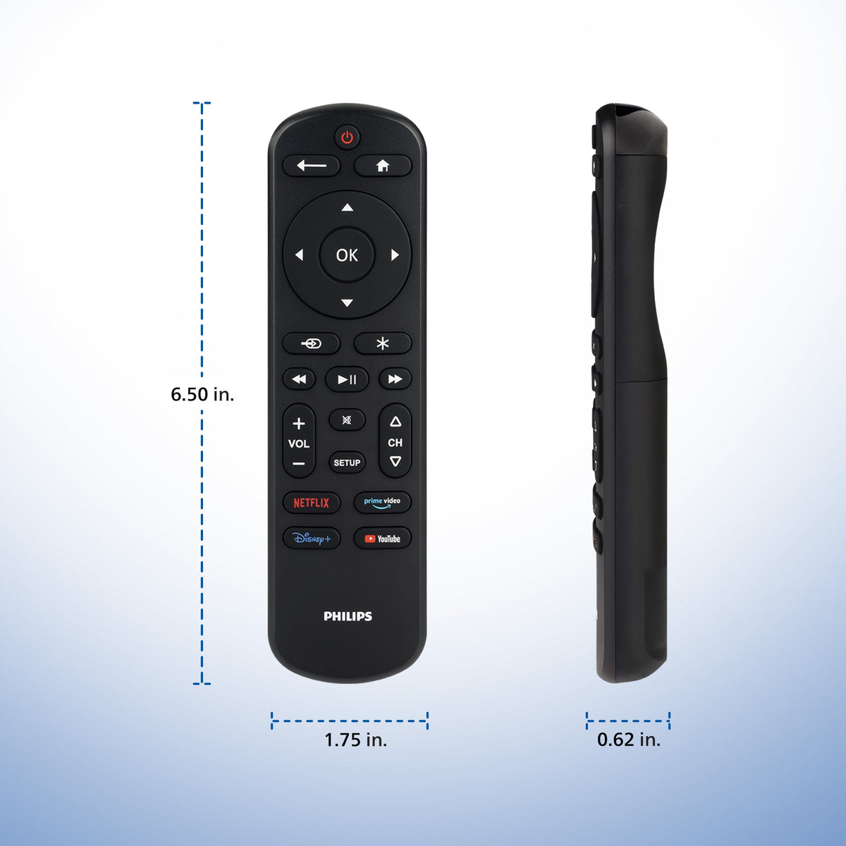 Philips OneTouch Streaming Replacement Remote Control, Streaming, Backlit, Black