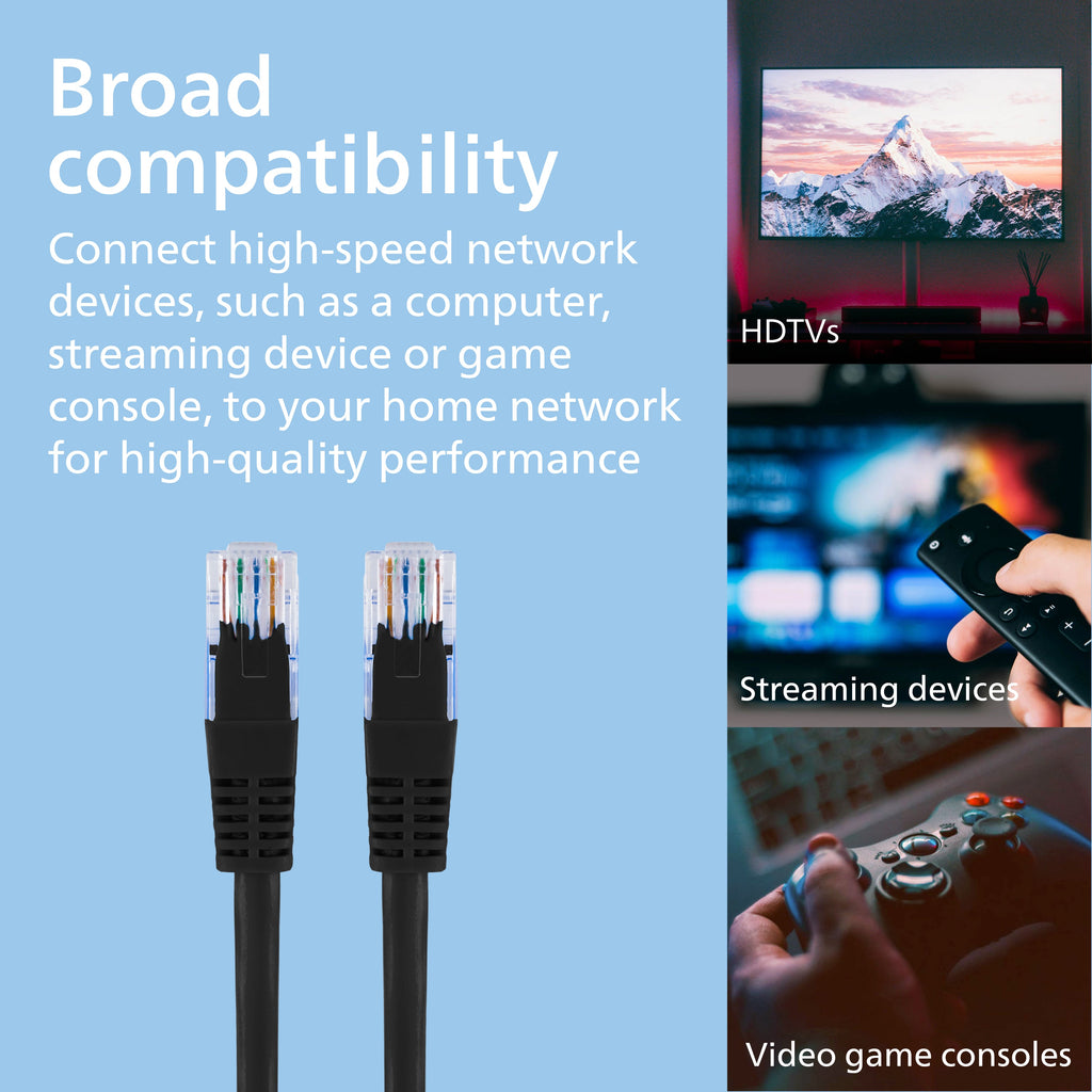 Philips Network Cable, Cat6, 50ft, Black