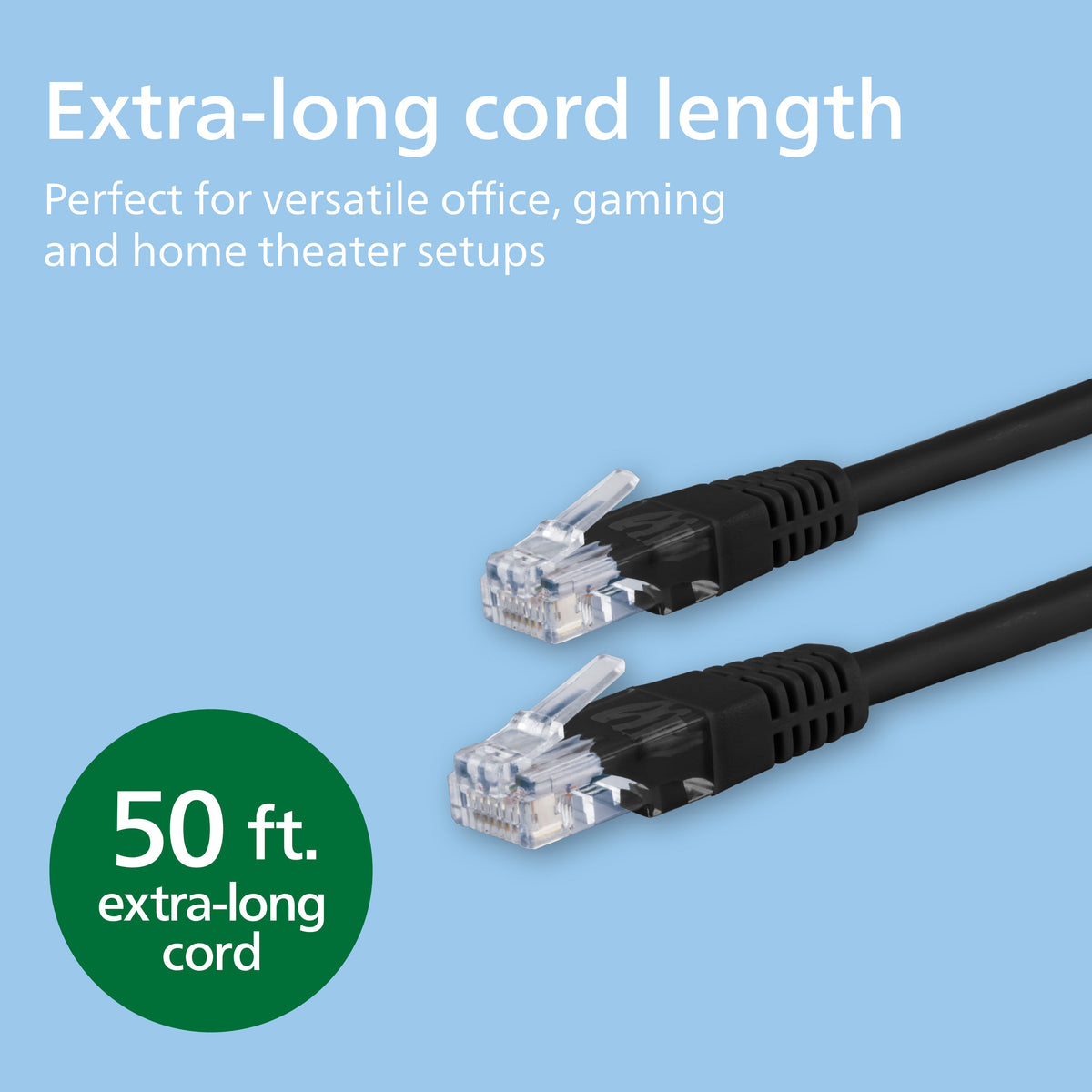 Philips Network Cable, Cat6, 50ft, Black