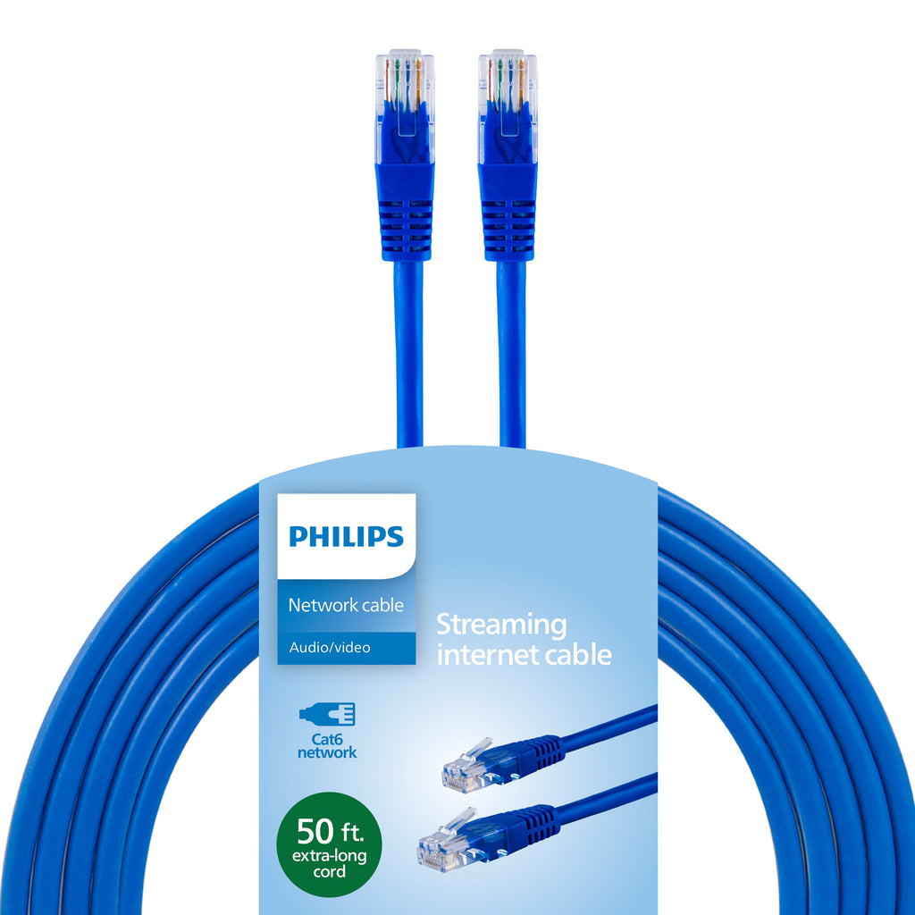 Philips Network Cable, Cat6, 50ft, Blue