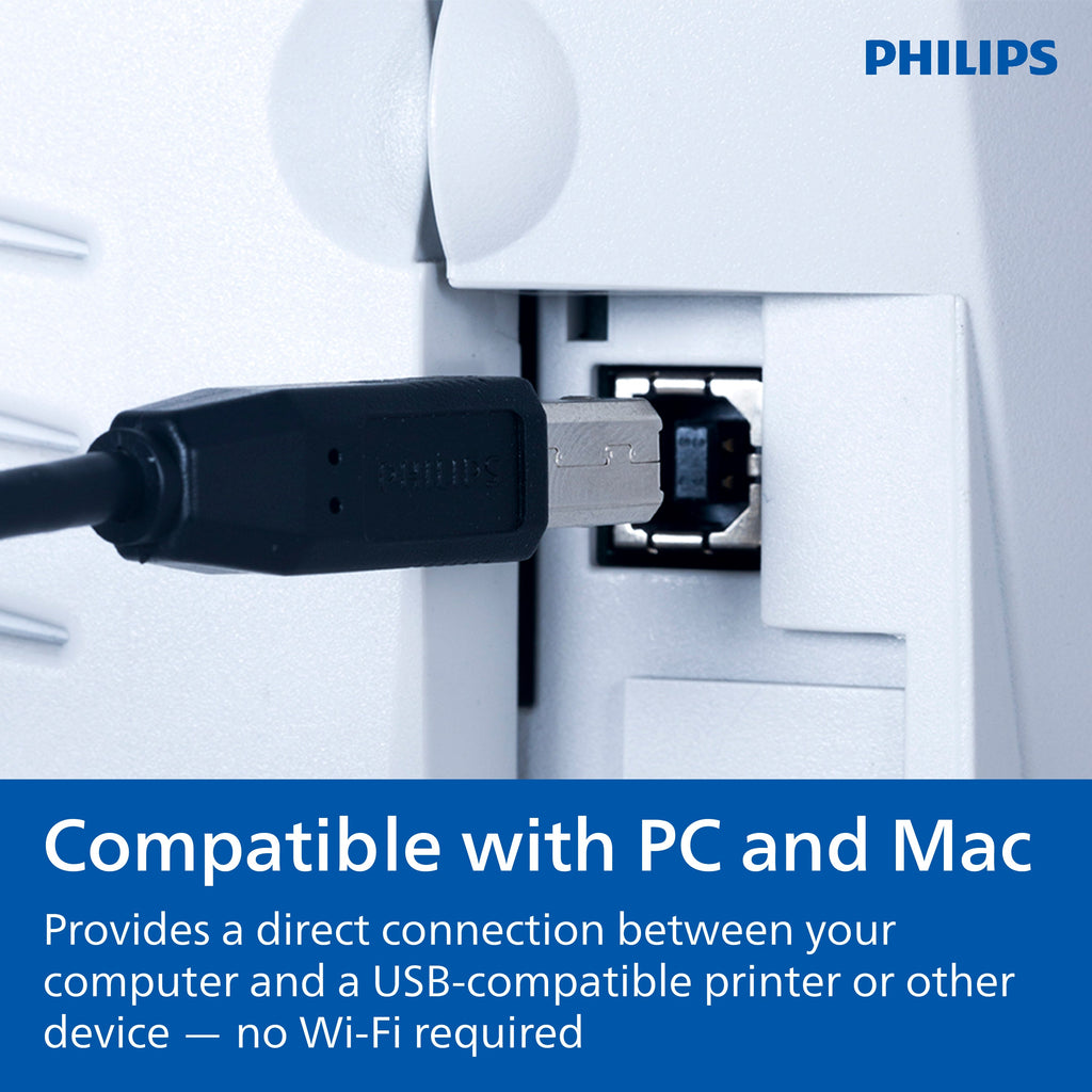 Philips USB 2.0 Device Cable, 6 ft.