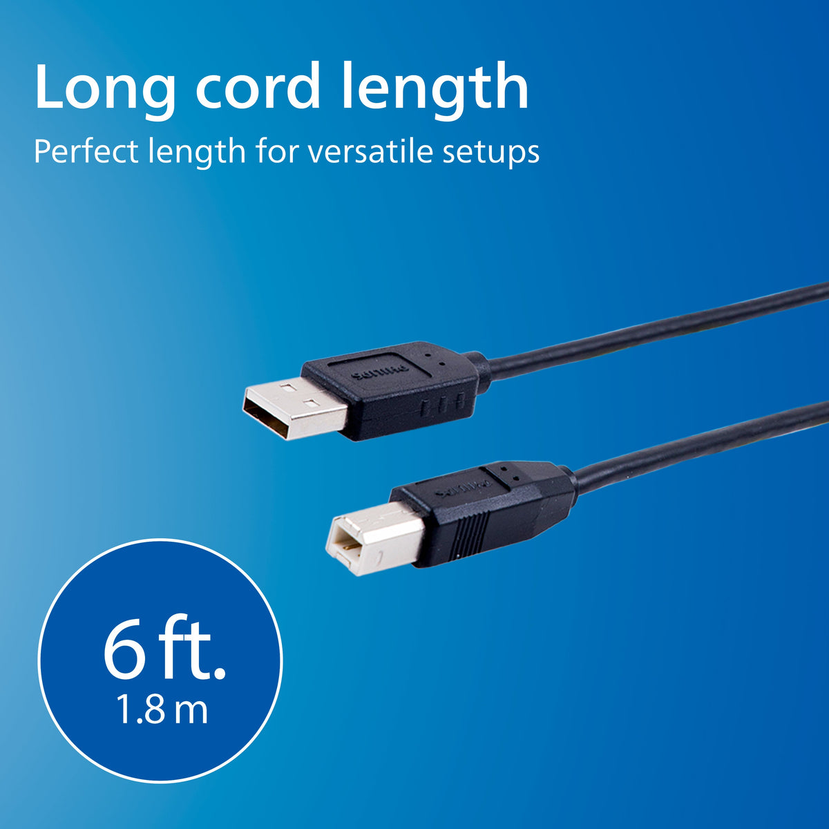 Philips USB 2.0 Device Cable, 6 ft.