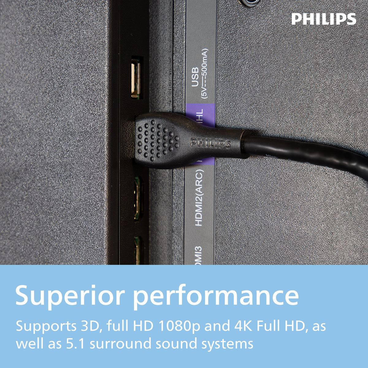Philips 4 ft. HDMI Cable with Ethernet, 2pk