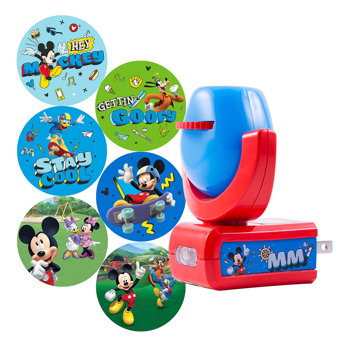 Projectables Disney Mickey Mouse & The Roadster Racers Light Sensing 6-Image LED Night Light, Red