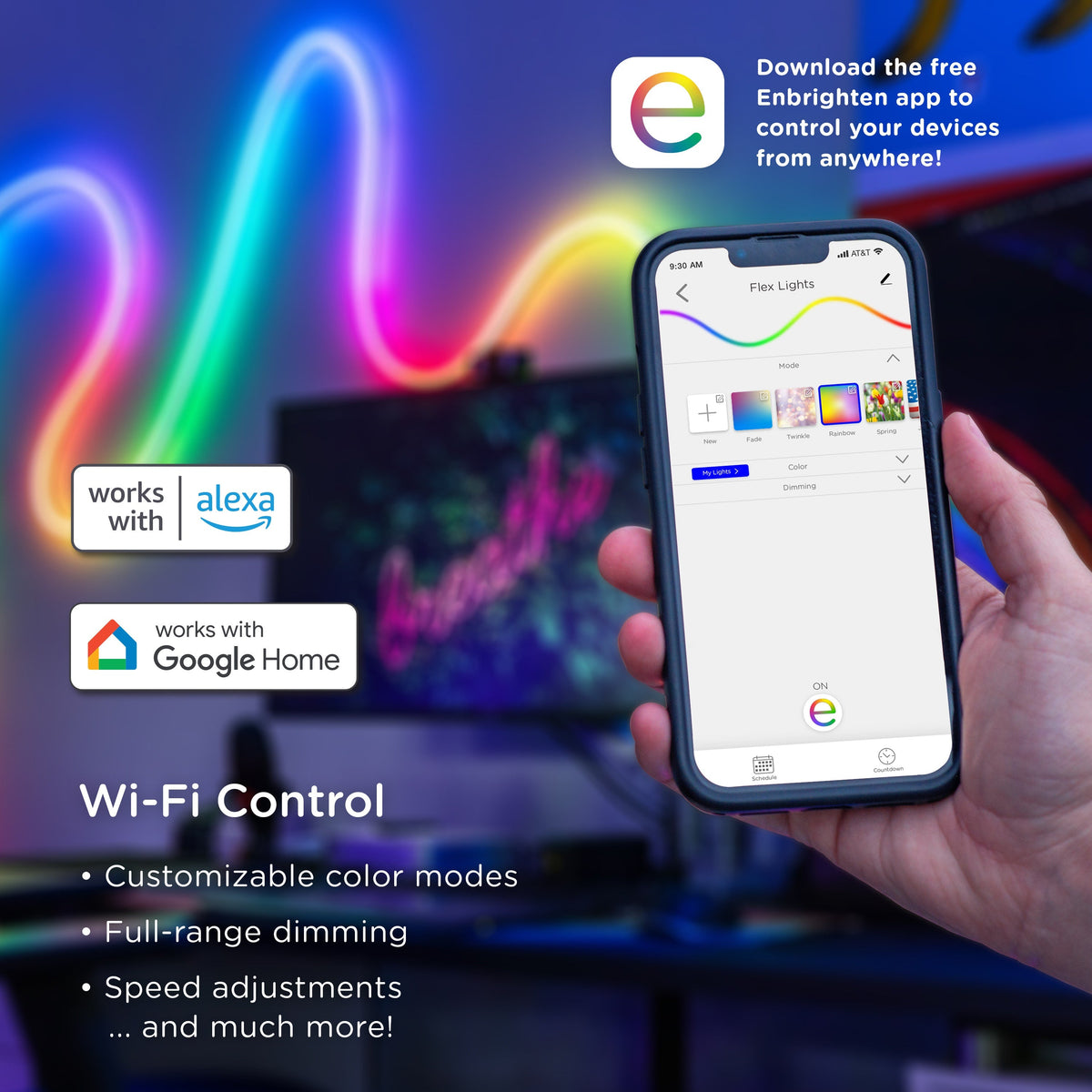 Enbrighten WiFi VIBE Indoor/Outdoor Color-Changing LED Flex Light, 8ft.