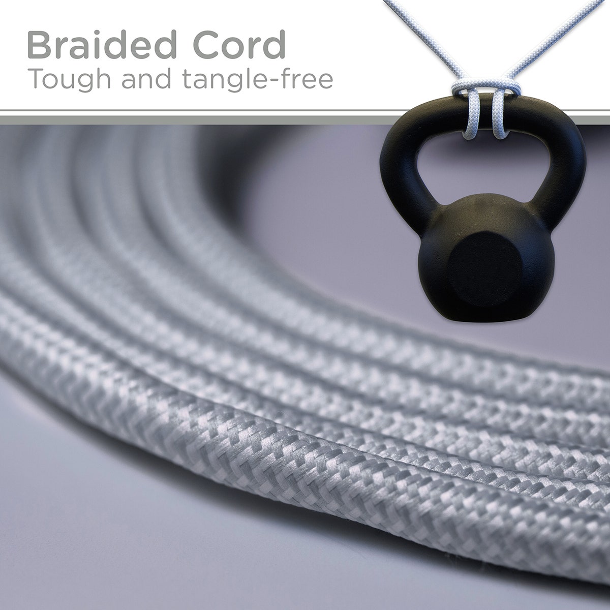 Cordinate 3-Outlet 10ft. Braided Extension Cord, White/Gray